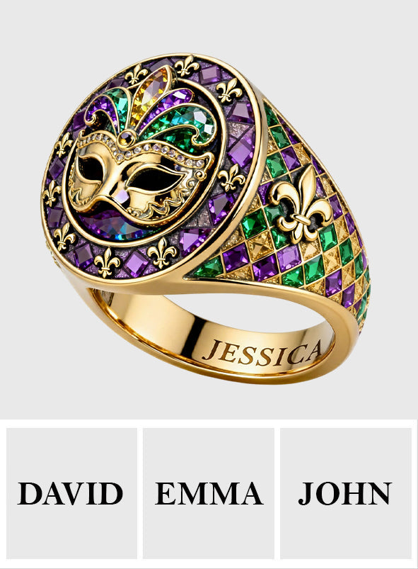 It's Mardi Gras Y'all - Personalized Mardi Gras Signet Ring