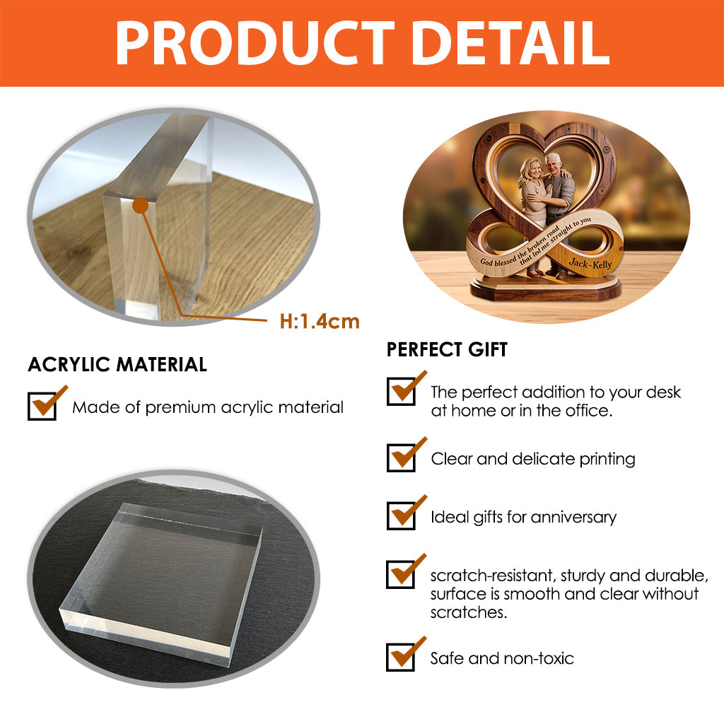 God Blessed The Broken Road - Personalized Couple Custom Shaped Acrylic Plaque