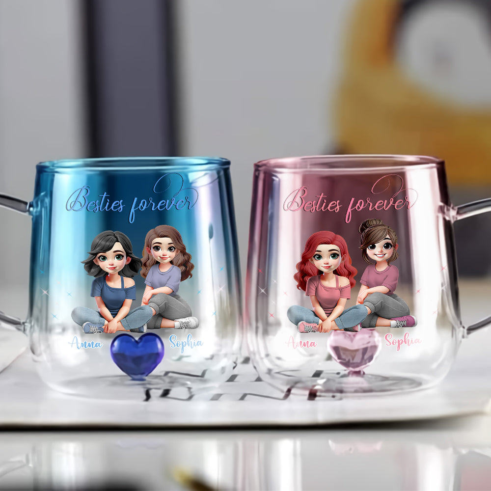 Besties Forever - Personalized Bestie Gradient Glass Mug