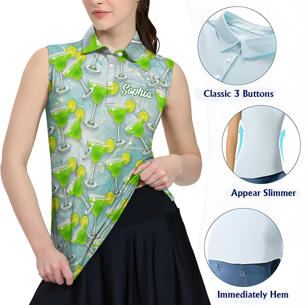 Margarita Mulligans - Personalized Golf Sleeveless Polo Shirt