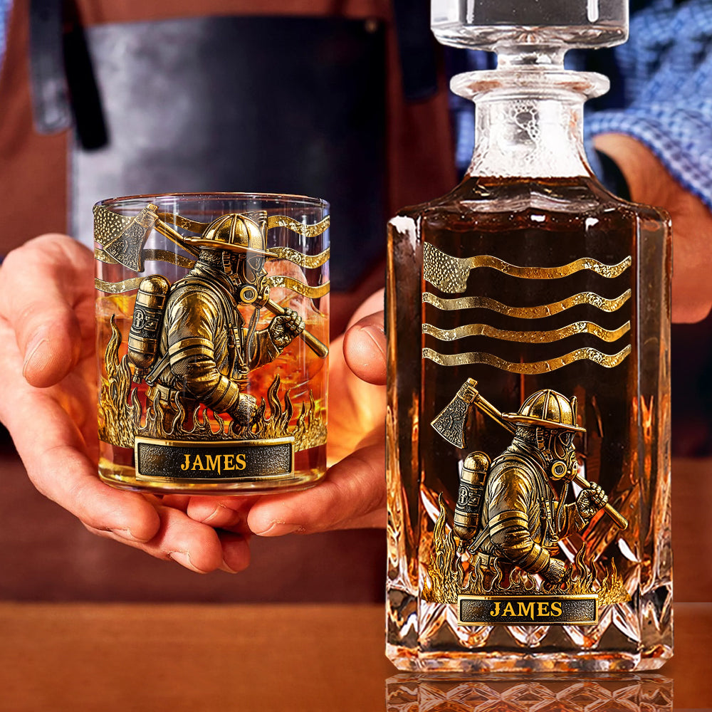 Proud Firefighter - Personalized Firefighter Whiskey Decanter Set
