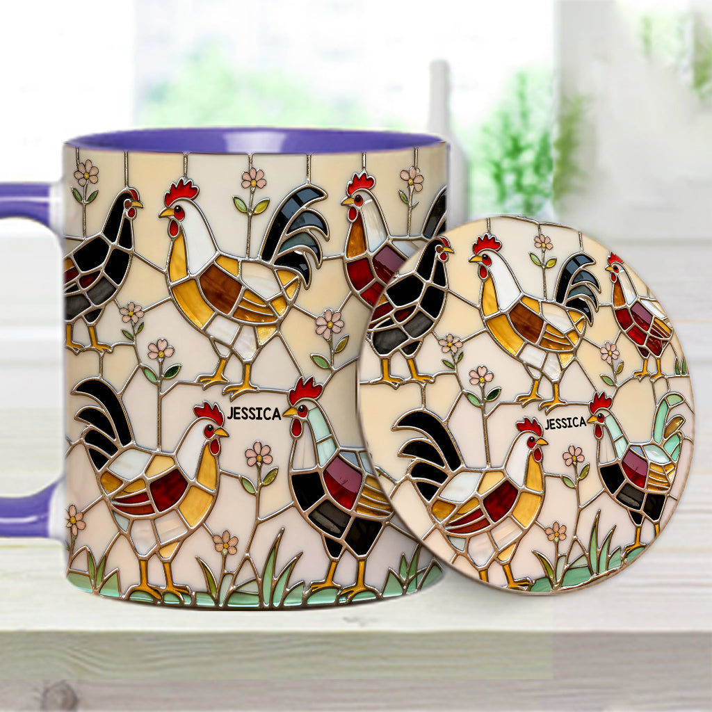 Chicken Farm - Personalized Chicken Accent Mug & Coaster