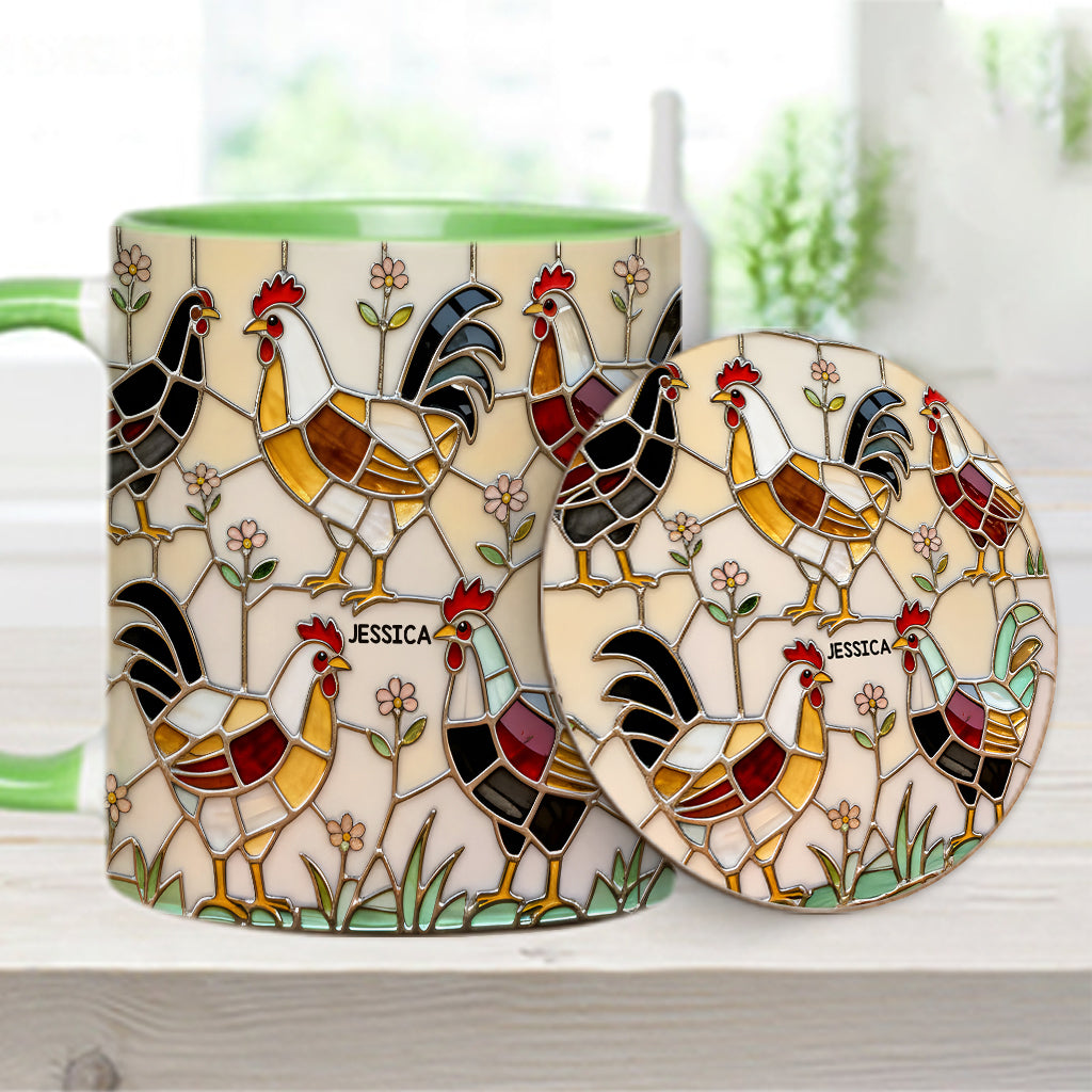 Chicken Farm - Personalized Chicken Accent Mug & Coaster