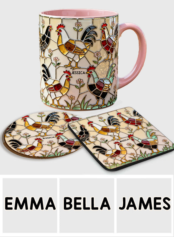 Chicken Farm - Personalized Chicken Accent Mug & Coaster