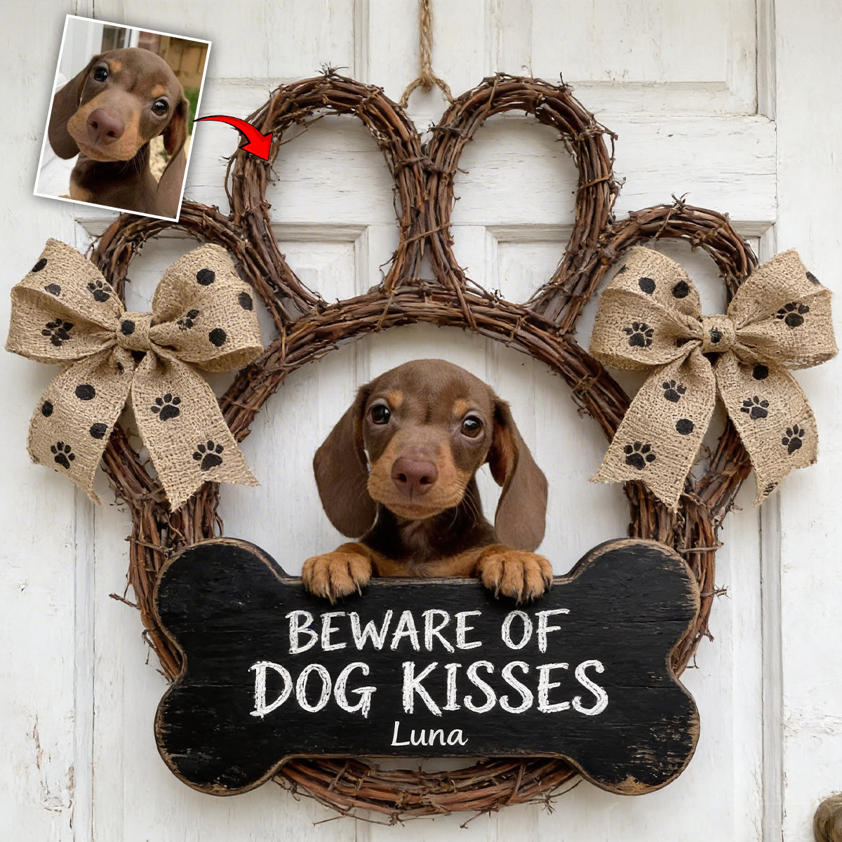 Custom From Any Photo, Beware Of Dog Kisses - Personalized Dog Acrylic Sign