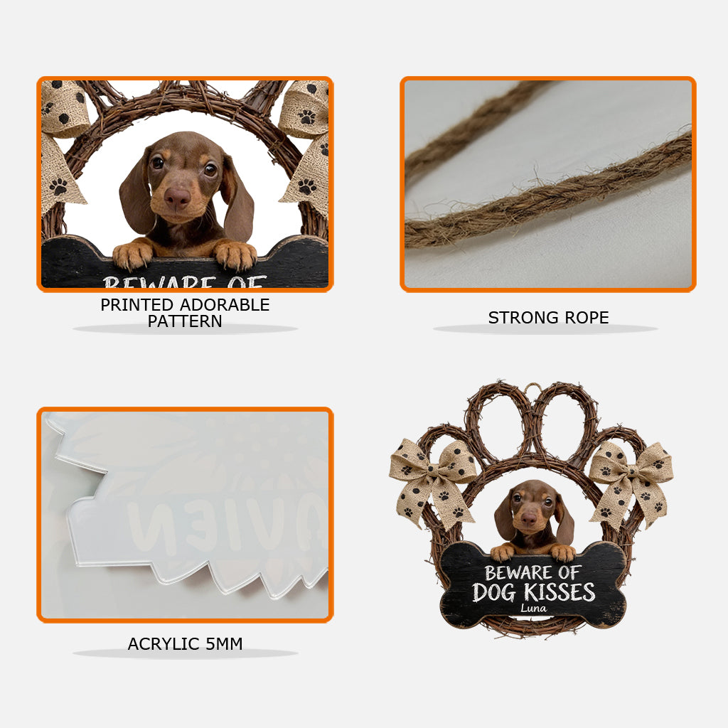 Custom From Any Photo, Beware Of Dog Kisses - Personalized Dog Acrylic Sign