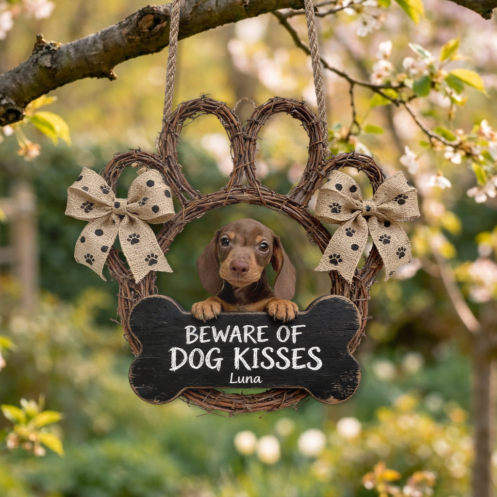 Custom From Any Photo, Beware Of Dog Kisses - Personalized Dog Acrylic Sign
