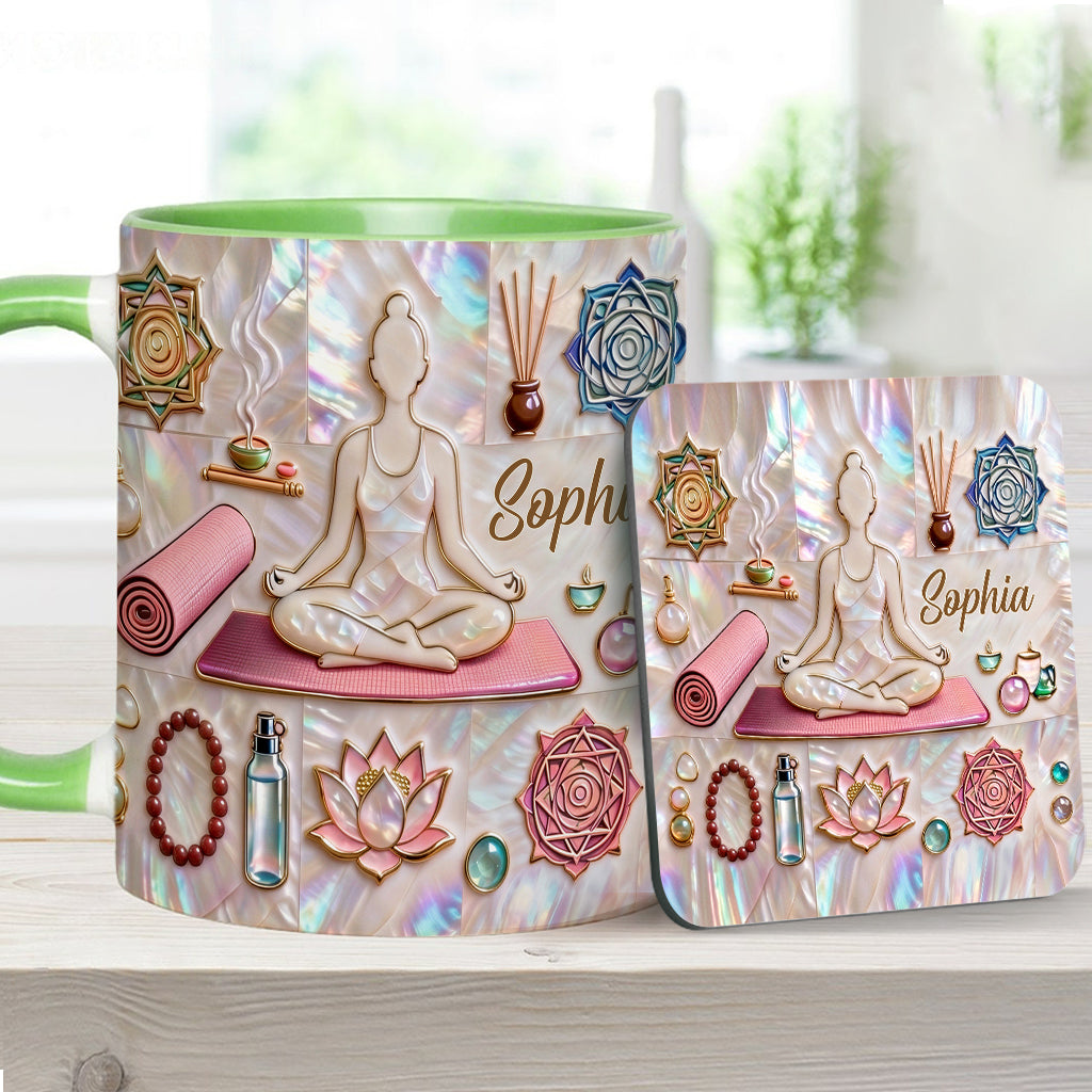 Peace Love Yoga - Personalized Yoga Accent Mug & Coaster