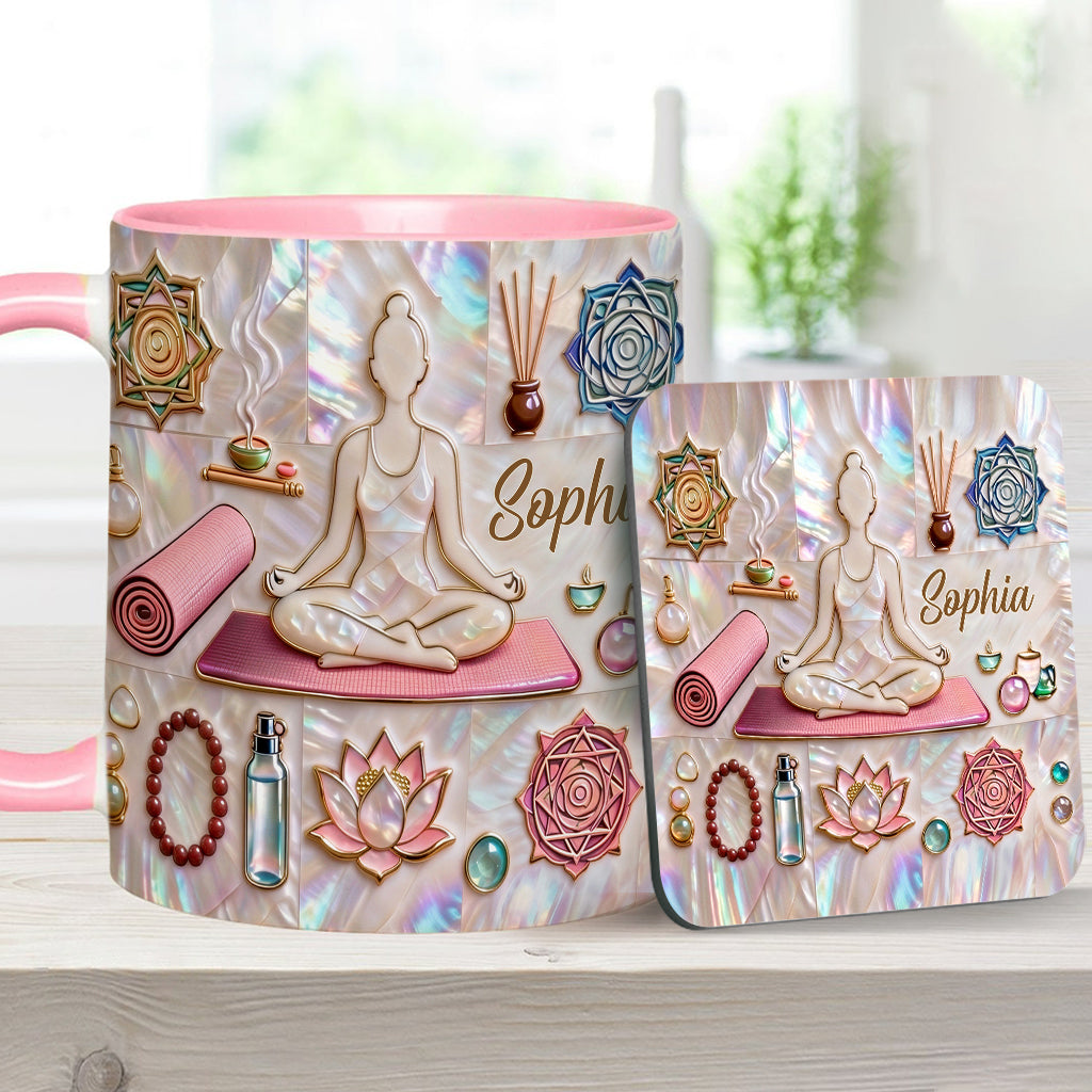 Peace Love Yoga - Personalized Yoga Accent Mug & Coaster