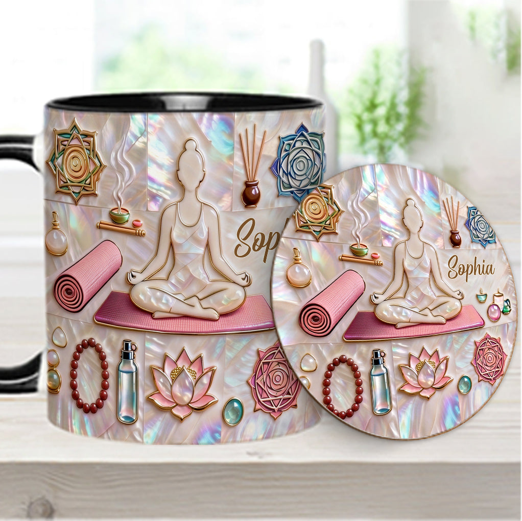 Peace Love Yoga - Personalized Yoga Accent Mug & Coaster