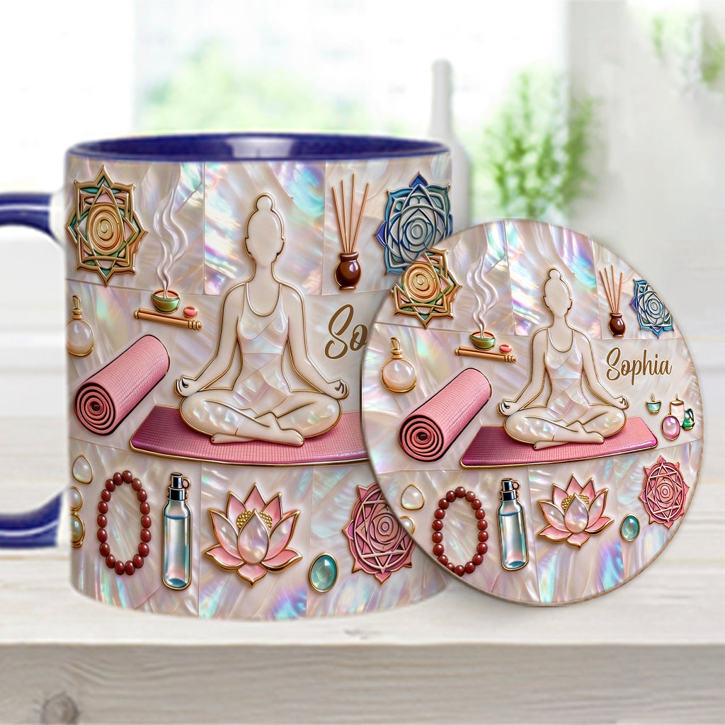 Peace Love Yoga - Personalized Yoga Accent Mug & Coaster