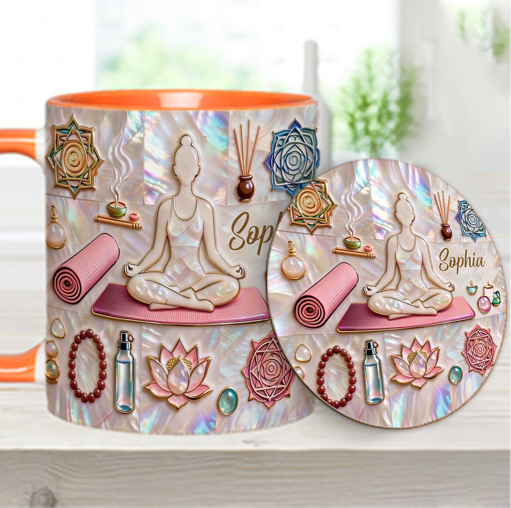 Peace Love Yoga - Personalized Yoga Accent Mug & Coaster