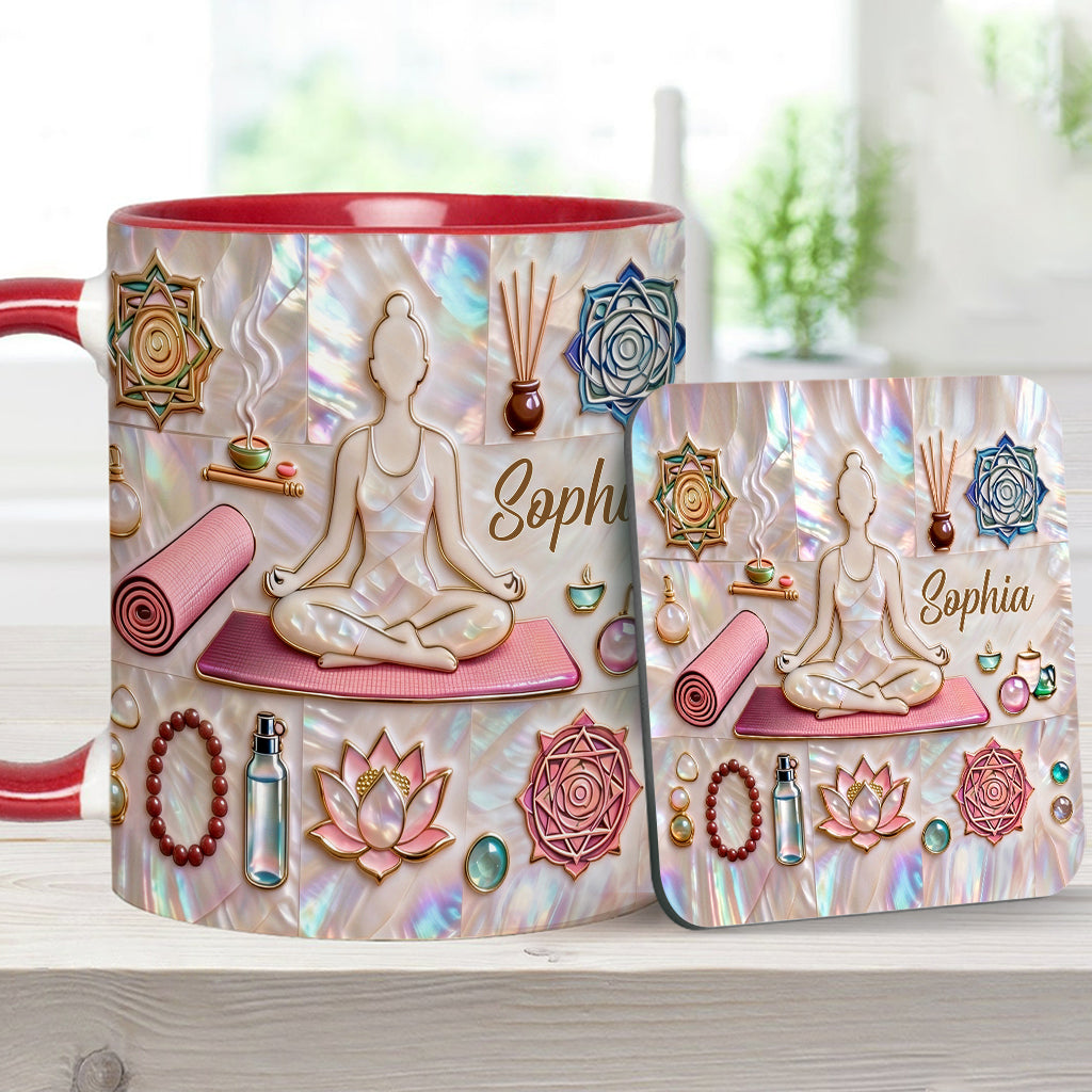 Peace Love Yoga - Personalized Yoga Accent Mug & Coaster