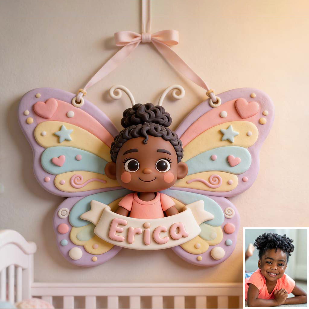 Butterfly Wings - Personalized Kid Custom Shaped Wood Sign