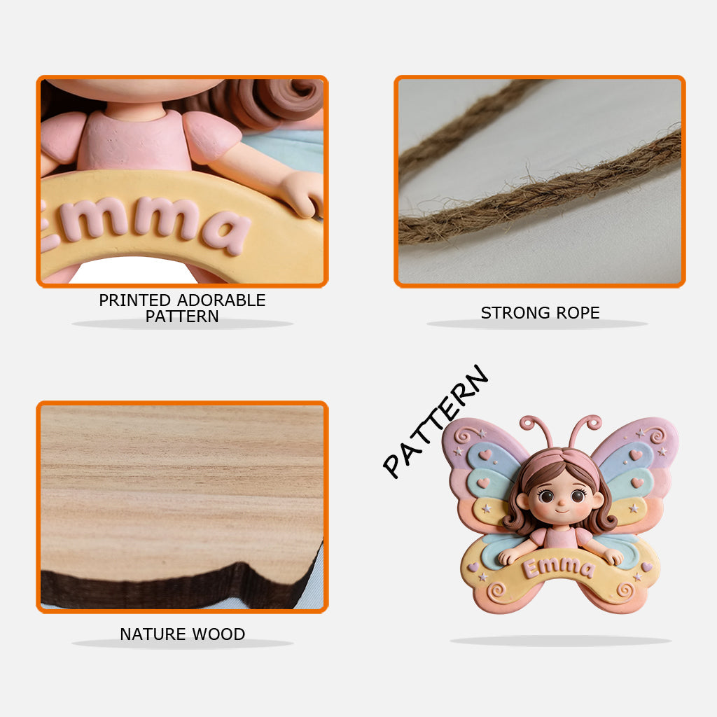 Butterfly Wings - Personalized Kid Custom Shaped Wood Sign