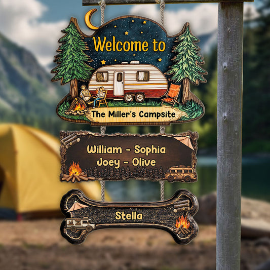 Welcome To Our Campsite - Personalized Camping Pallet Wood Sign
