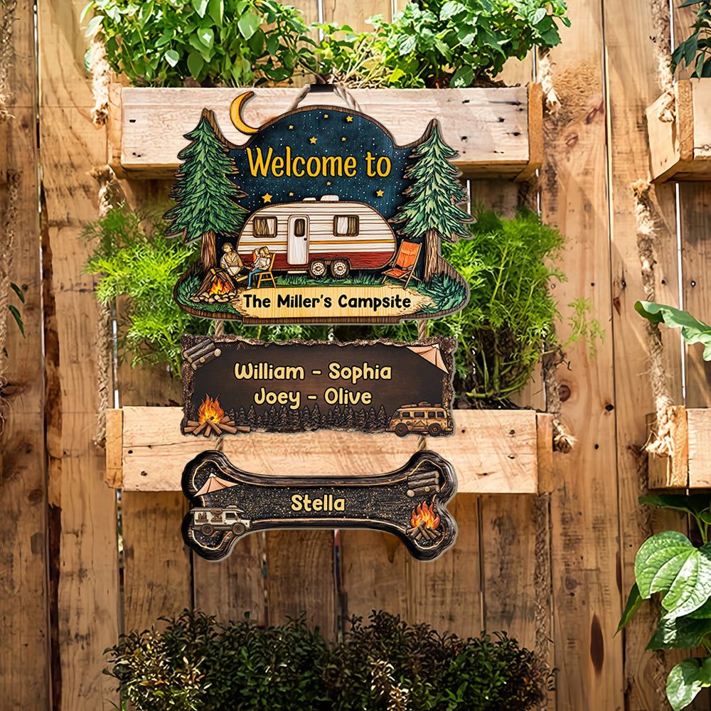 Welcome To Our Campsite - Personalized Camping Pallet Wood Sign