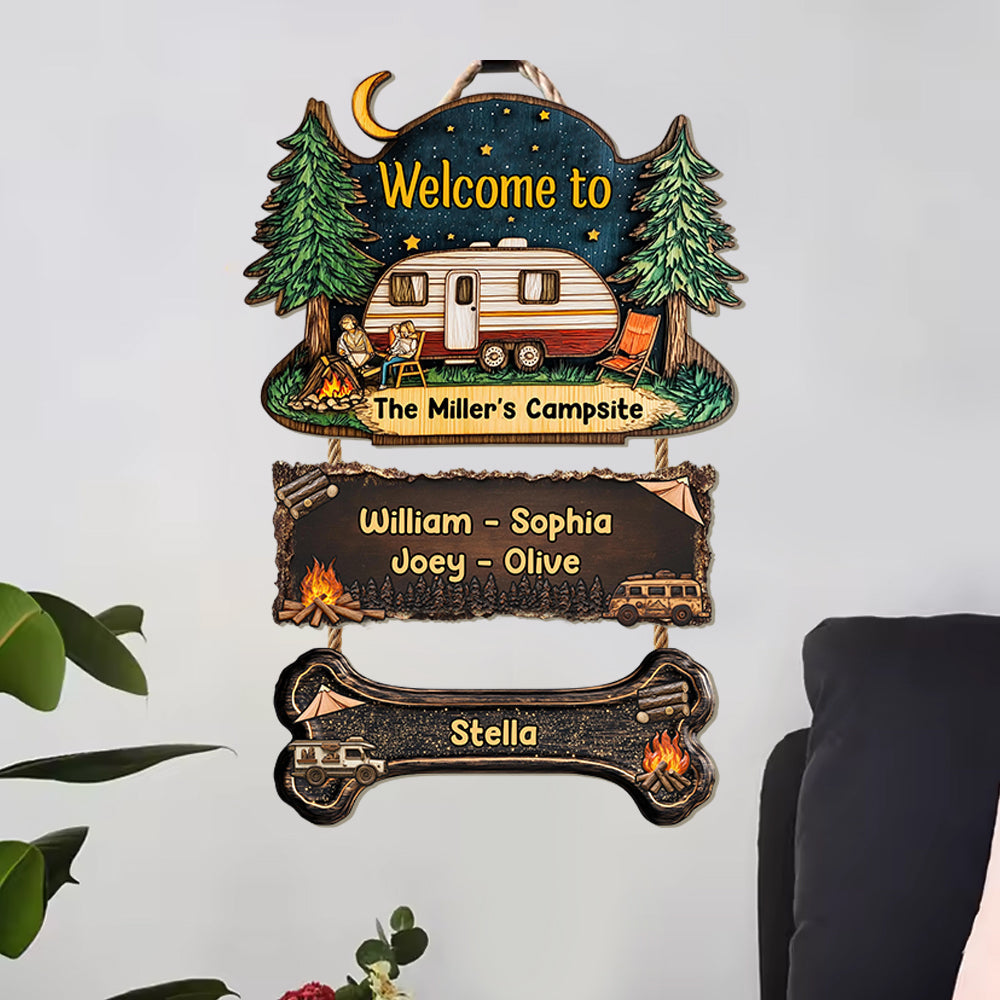 Welcome To Our Campsite - Personalized Camping Pallet Wood Sign