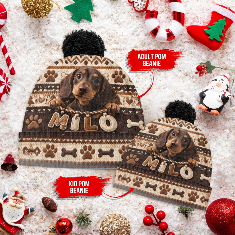 Cute Pet Gift For Dog Lovers, Cat Lovers - Personalized Dog Beanie Hat