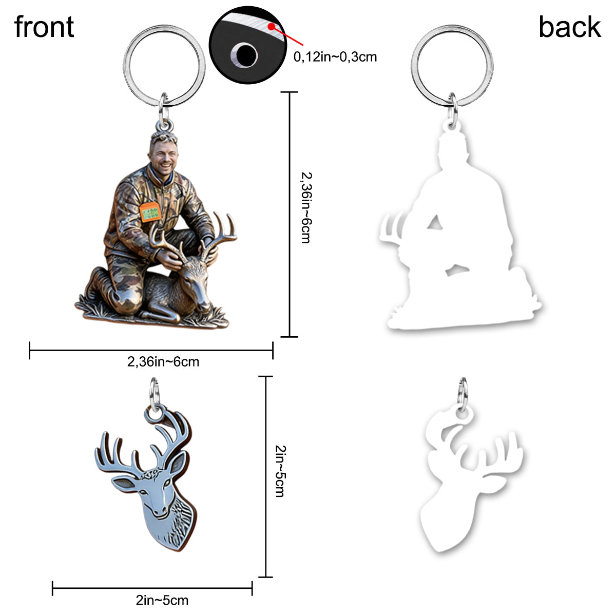 Custom Keychain From Any Photo - Personalized Hunting Keychain With Charms