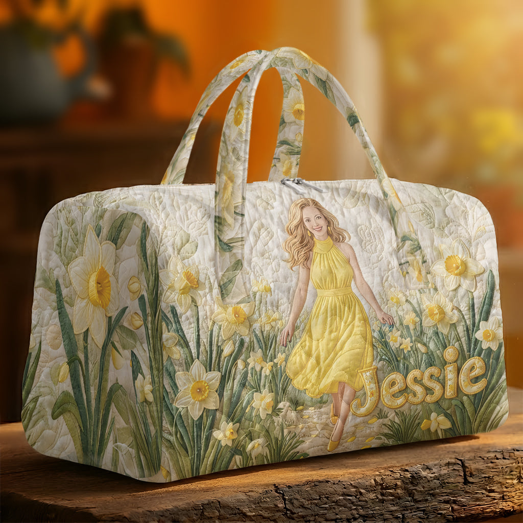 Birth Month Flower - Personalized Self Love Quilted Duffle Bag