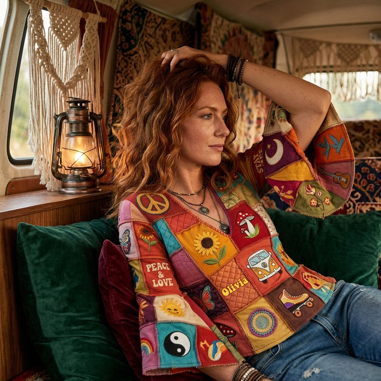 Peace & Love - Personalized Hippie Flare Long-Sleeve Shirt