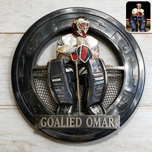 Custom Metal Sign For Ice Hockey Or Any Sport - Personalized Hockey 3D Printed Cut Metal Sign