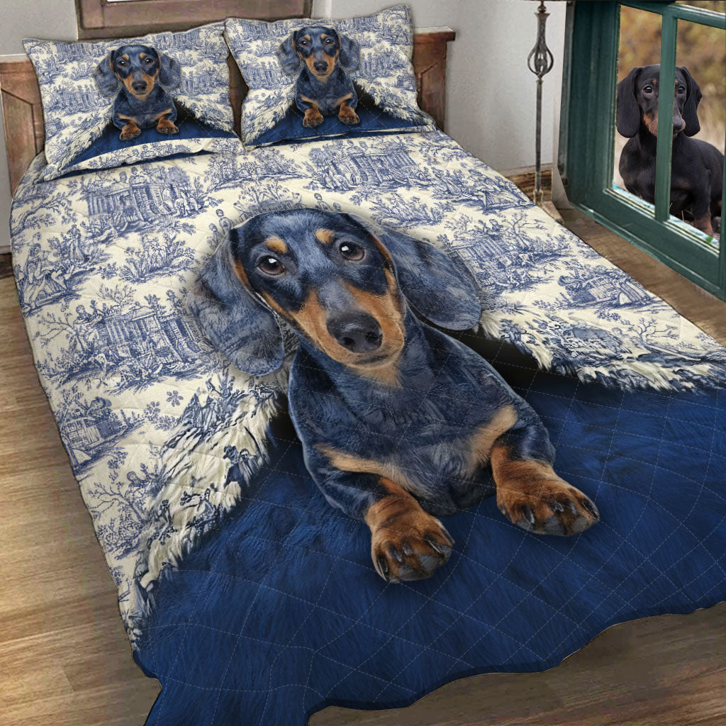 Love Dachshund - Personalized Dachshund Quilt Set