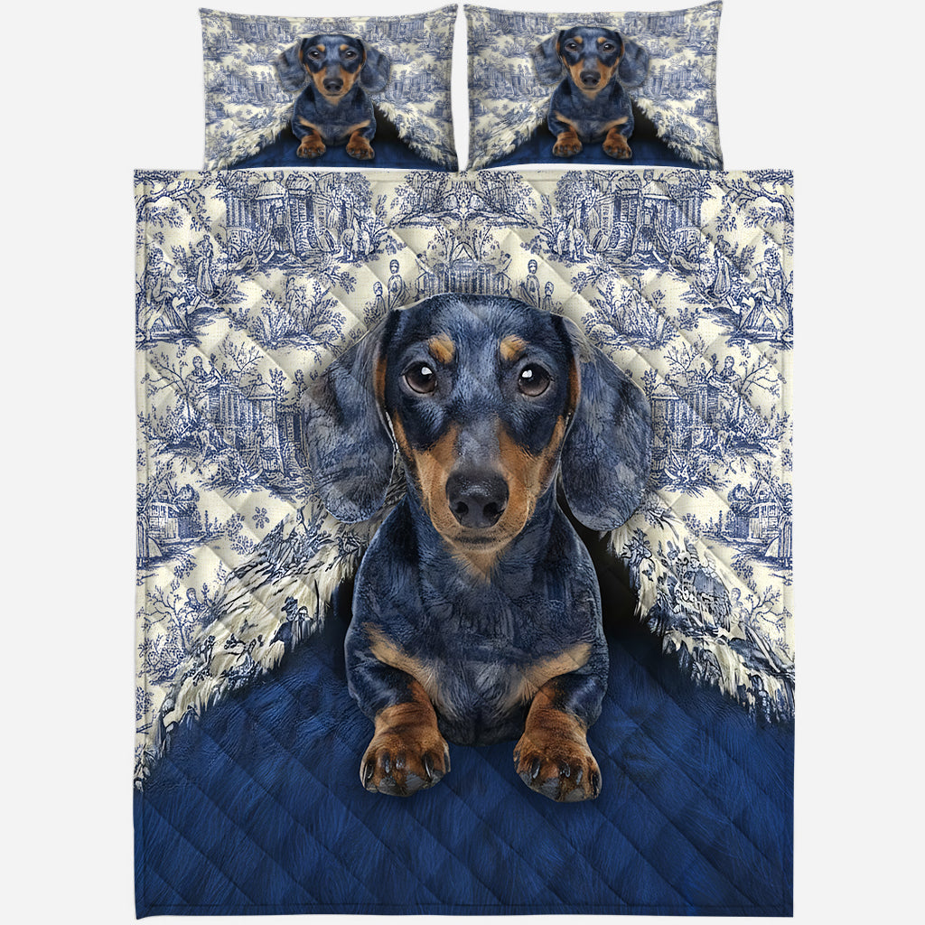 Love Dachshund - Personalized Dachshund Quilt Set