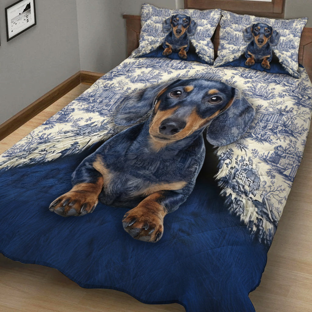 Love Dachshund - Personalized Dachshund Quilt Set