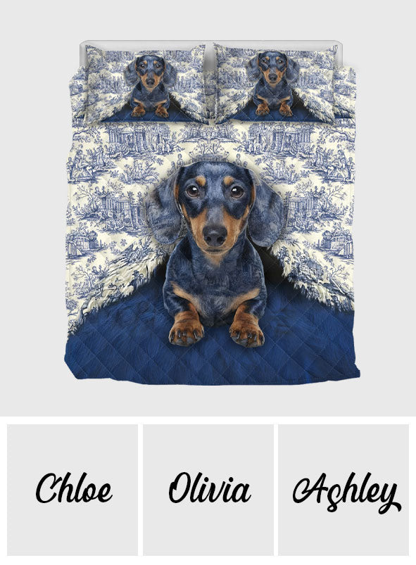 Love Dachshund - Personalized Dachshund Quilt Set