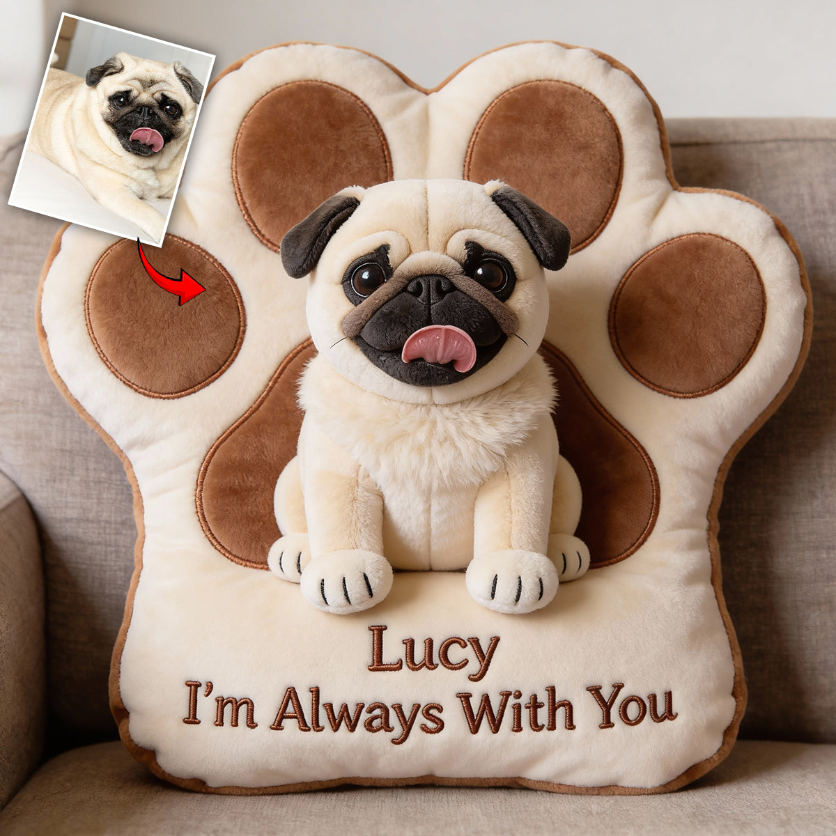 When You Miss Me Hug This Pillow - Personalized Dog Faux Fur Shaped Pillow