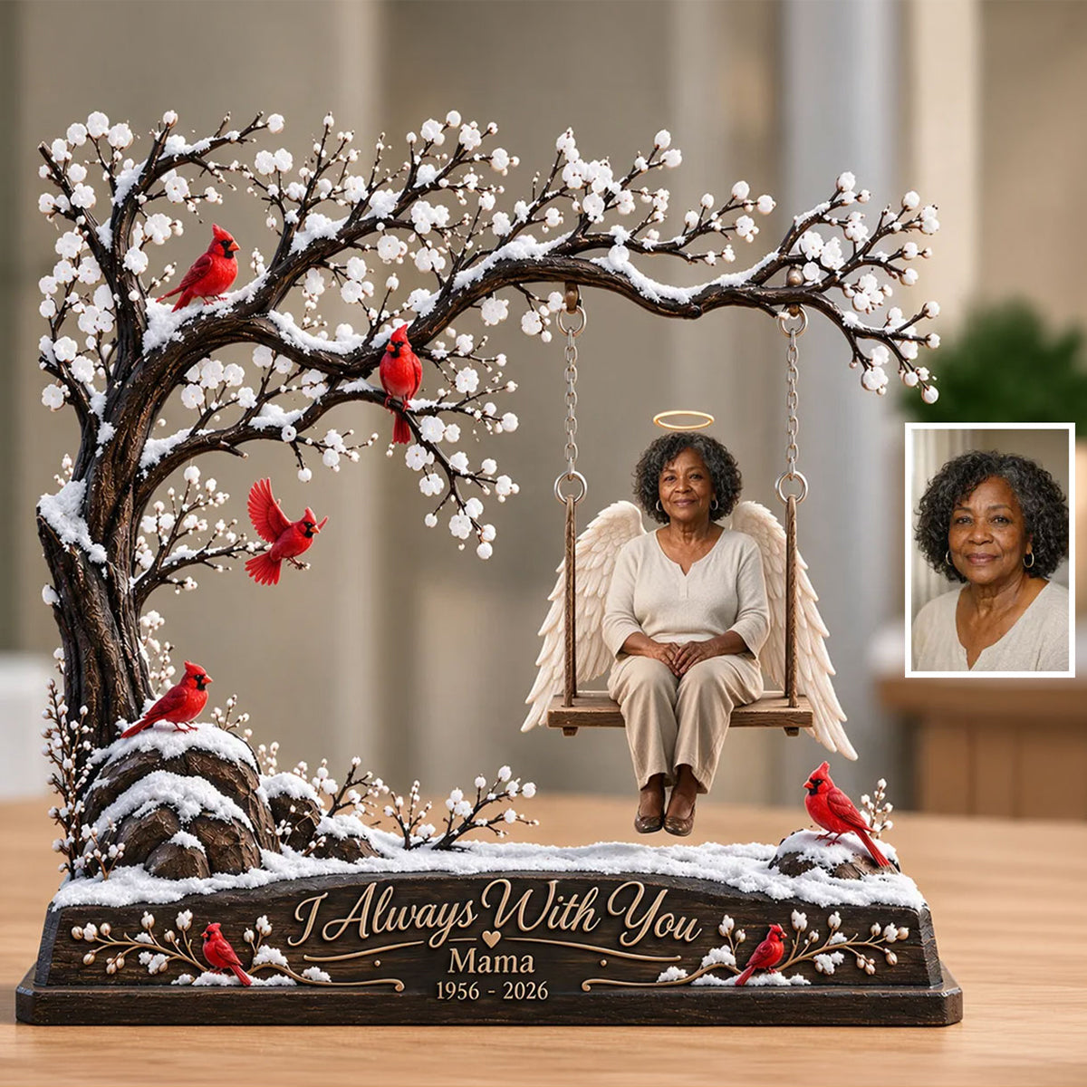 Custom Memorial Sits On The Tree Swing - Personalized Memorial Plaque With Charm