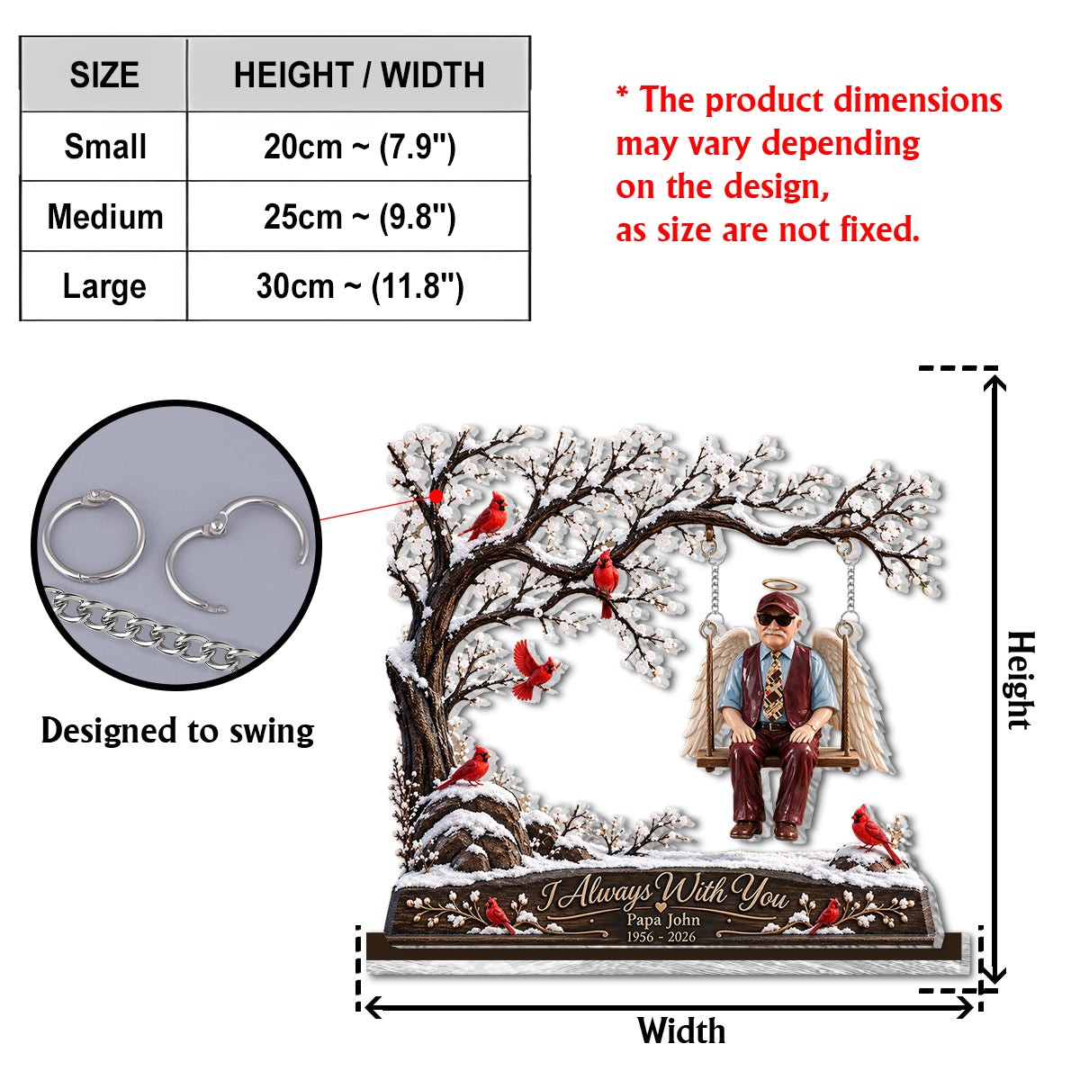 Custom Memorial Sits On The Tree Swing - Personalized Memorial Plaque With Charm
