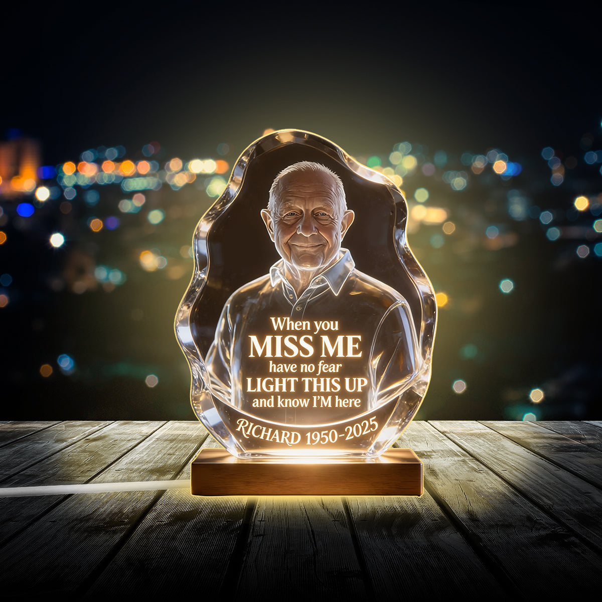 Custom Photo When You Miss Me - Personalized Memorial Acrylic LED Night Light