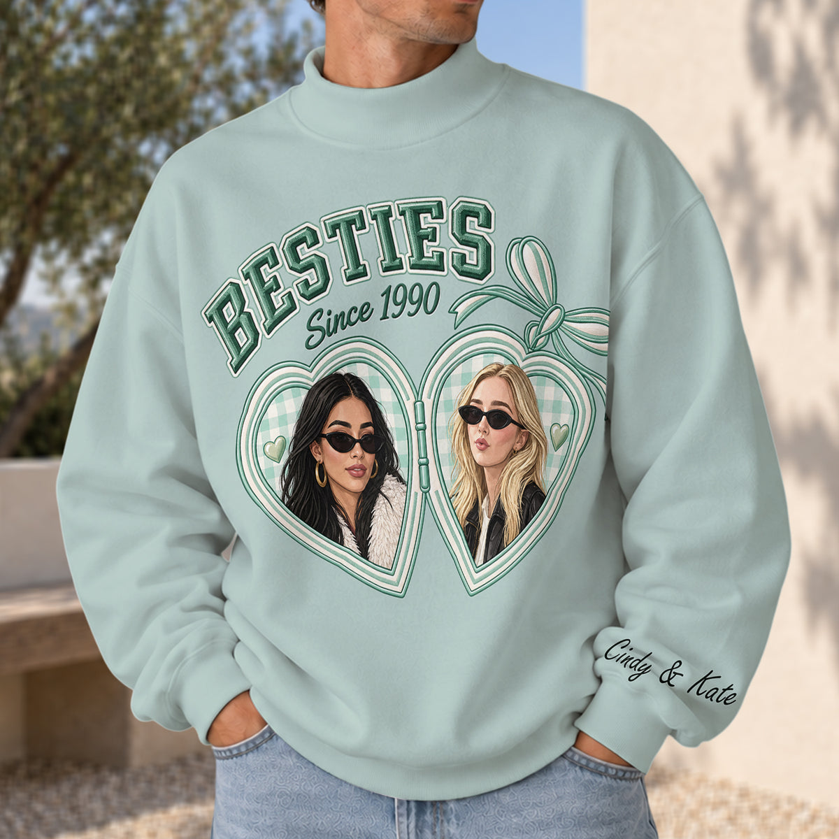 Besties Forever - Personalized Bestie Mock Neck Sweatshirt