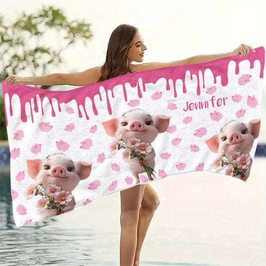 Cute Pig - Personalized Pig Lover Quick-dry Beach Towel/ Bath Towel