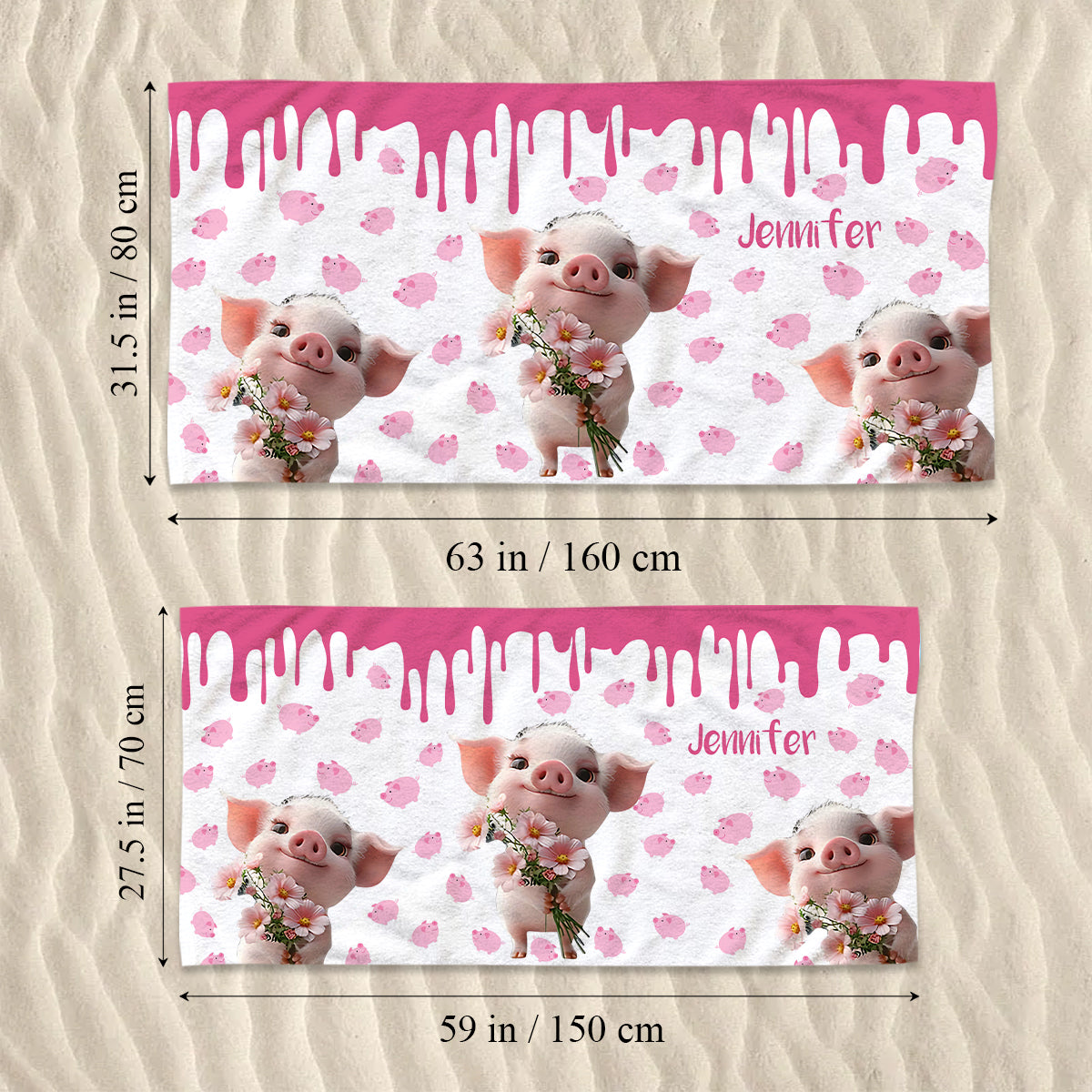 Cute Pig - Personalized Pig Lover Quick-dry Beach Towel/ Bath Towel