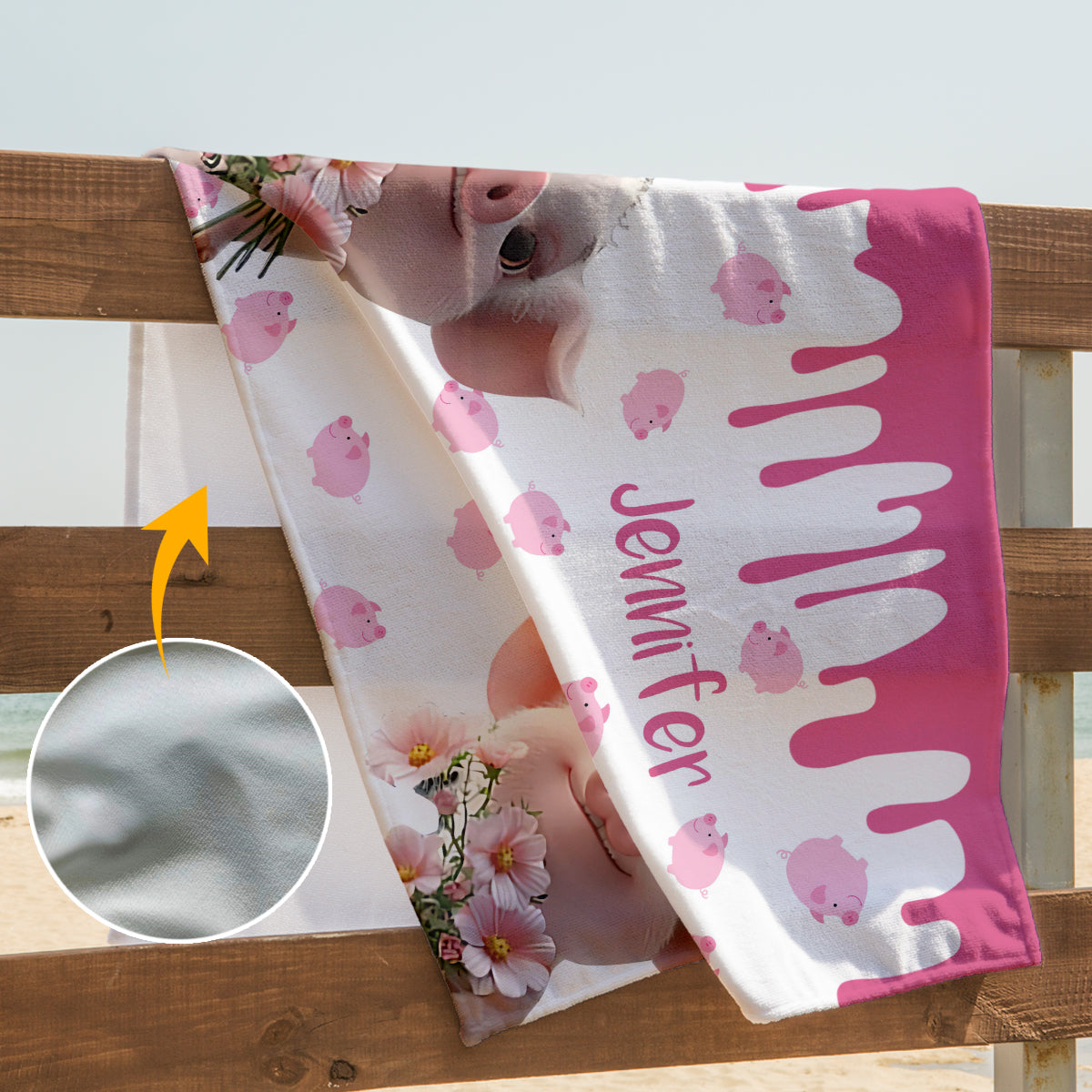 Cute Pig - Personalized Pig Lover Quick-dry Beach Towel/ Bath Towel