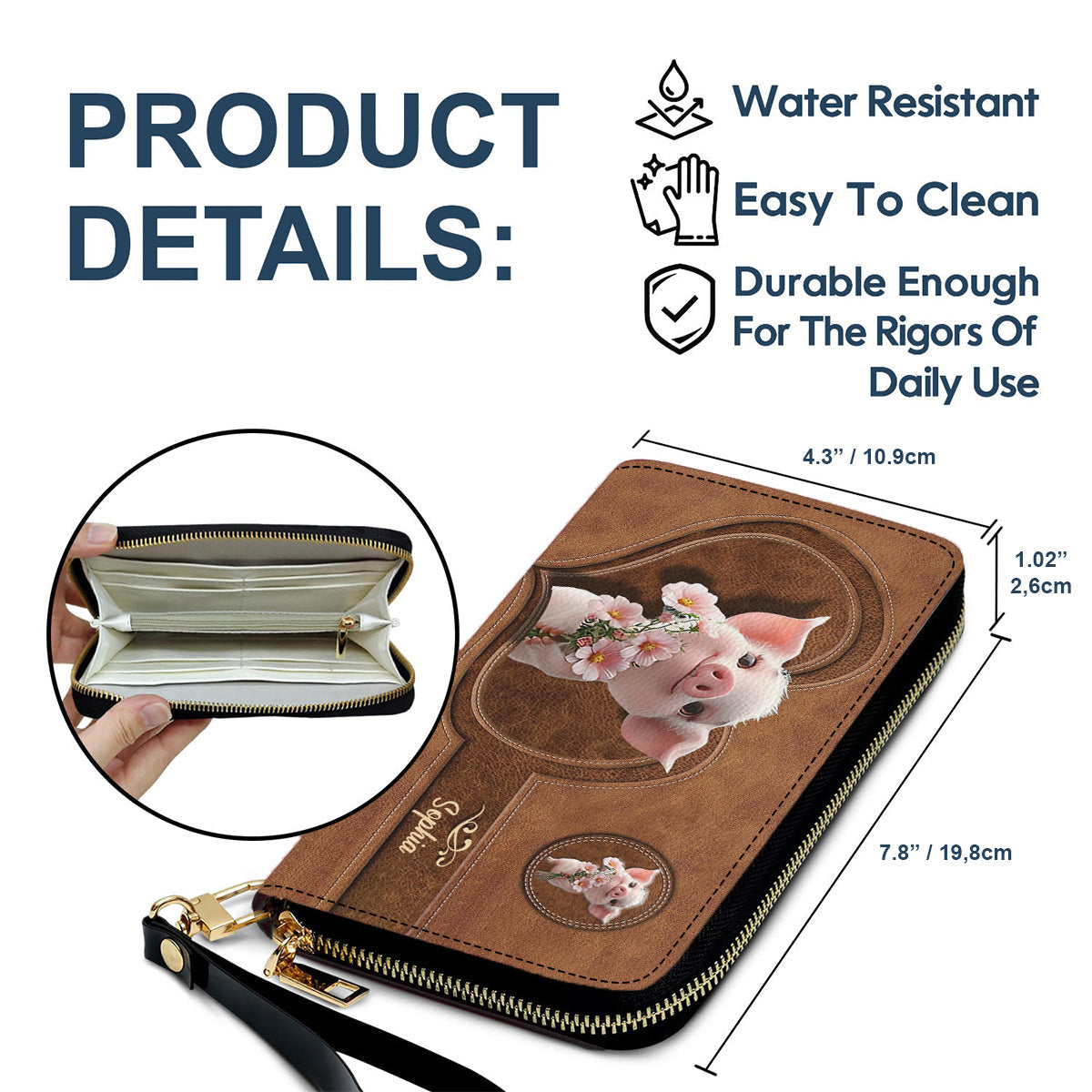 Cute Pig - Personalized Pig Lover Leather Long Wallet