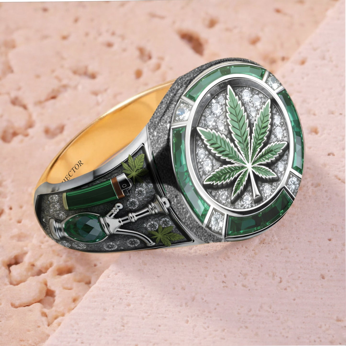 Green Magic Leaf - Personalized Weed Signet Ring