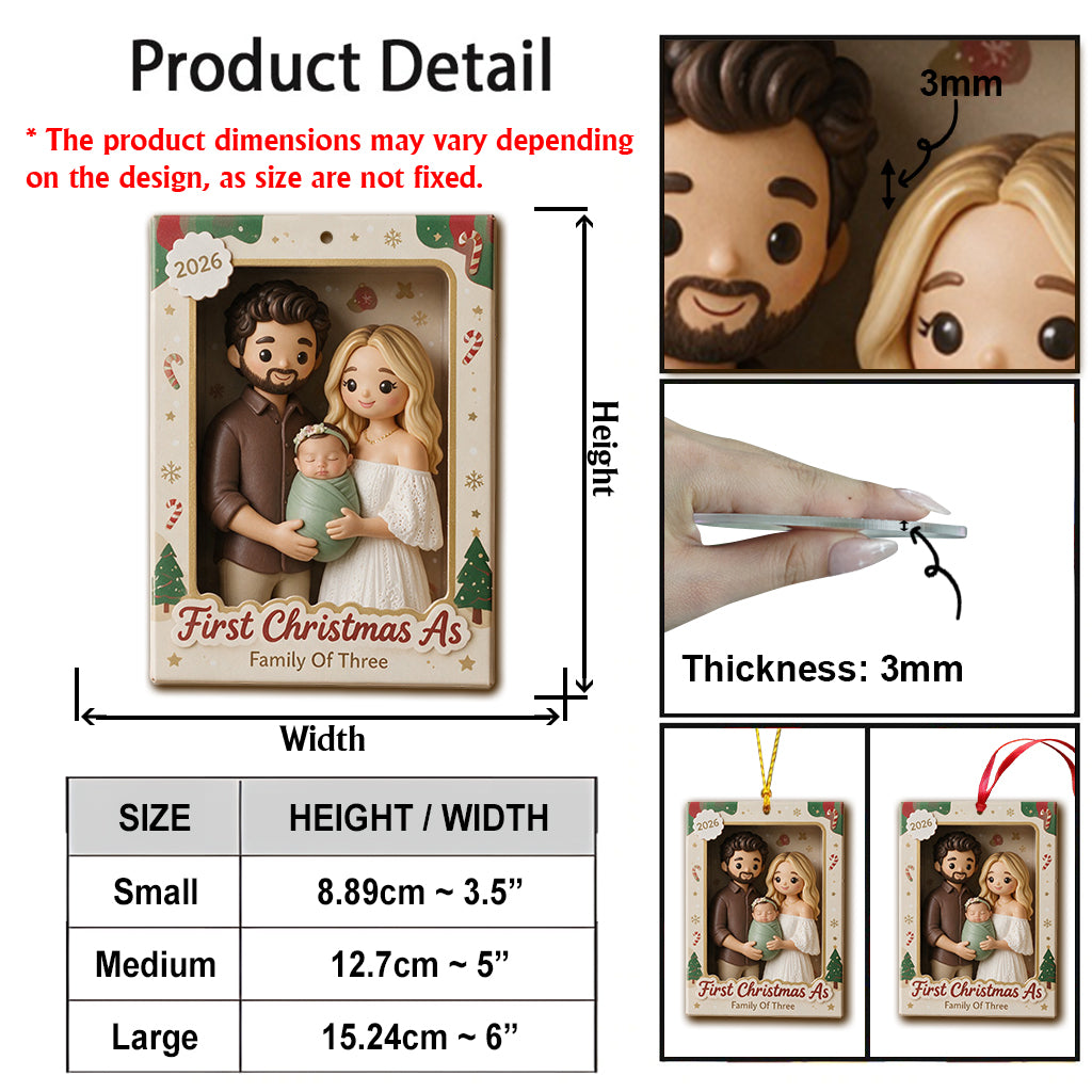 First Christmas As Married Couple/ Family Of Three.... - Personalized Couple Ornament