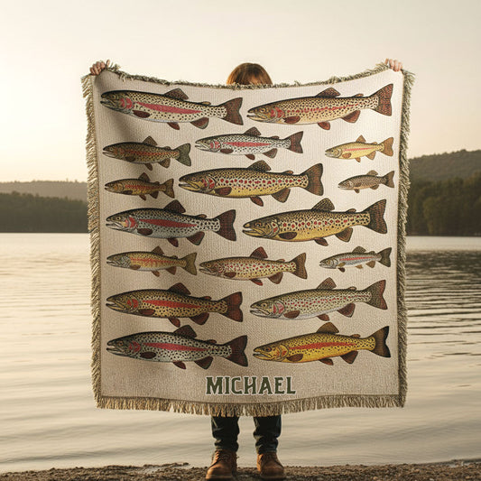 Love Fishing - Personalized Fishing Woven Blanket