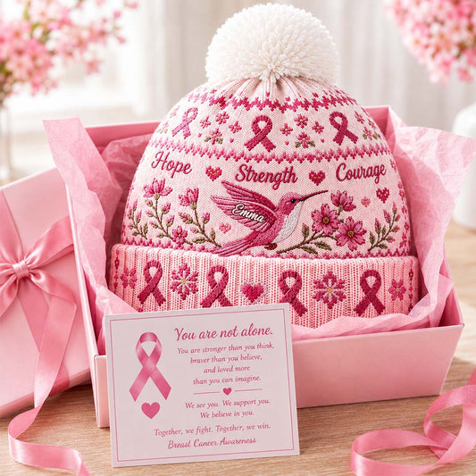 Breast Cancer Awareness - Personalized Breast Cancer Awareness Beanie Hat