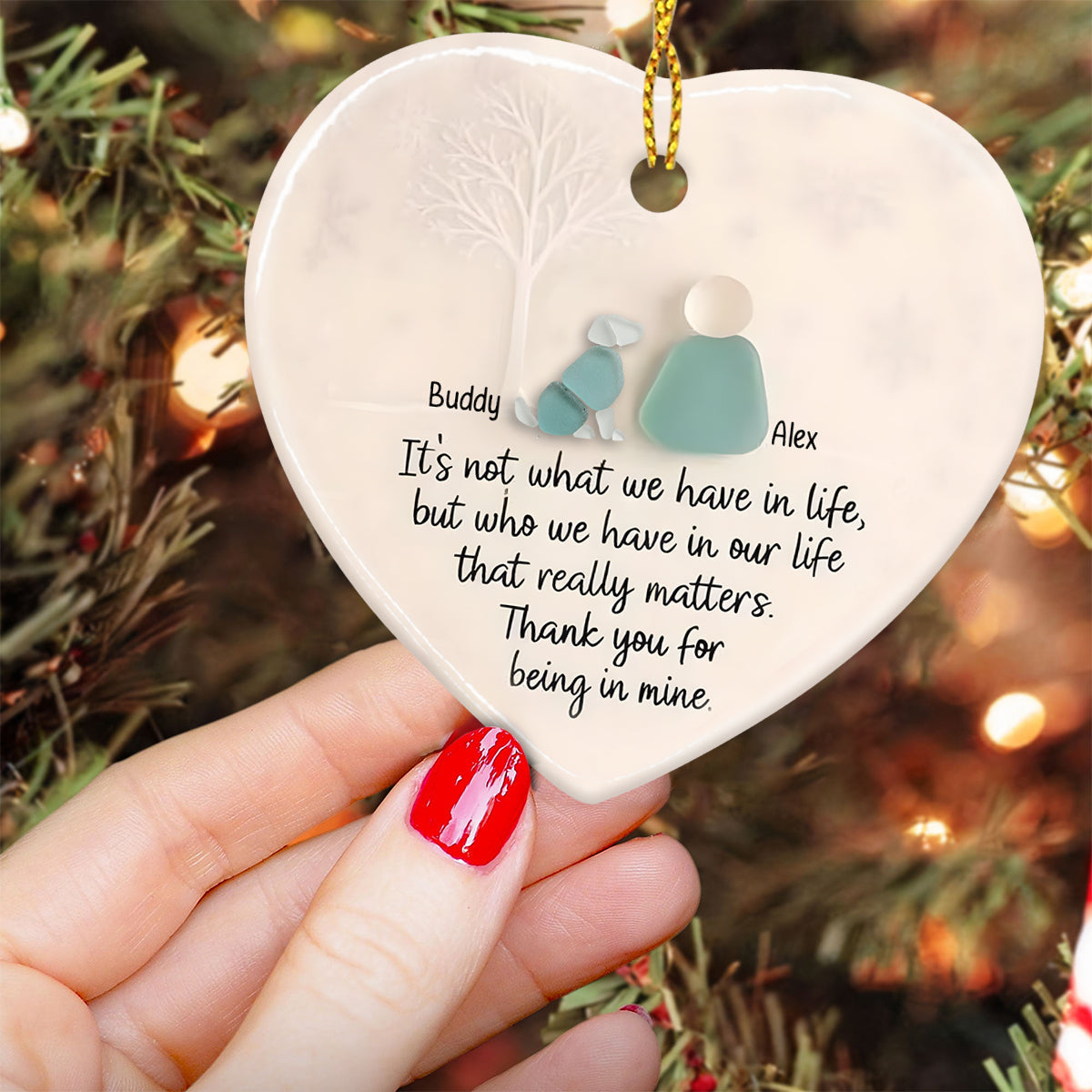 It's Not What We Have In Life - Personalized Dog Ceramic Heart Ornament