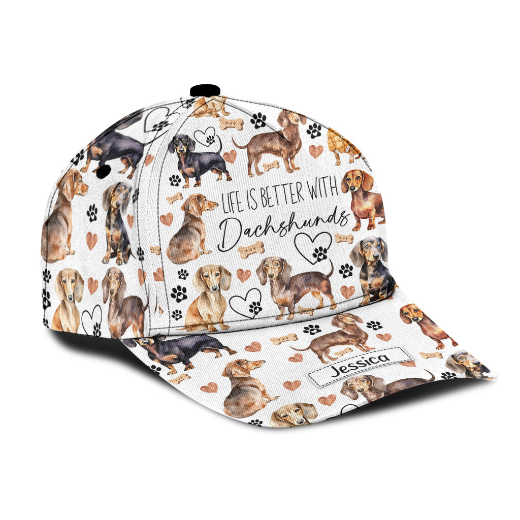 Life Is Better With Dachshunds - Personalized Dog Classic Cap