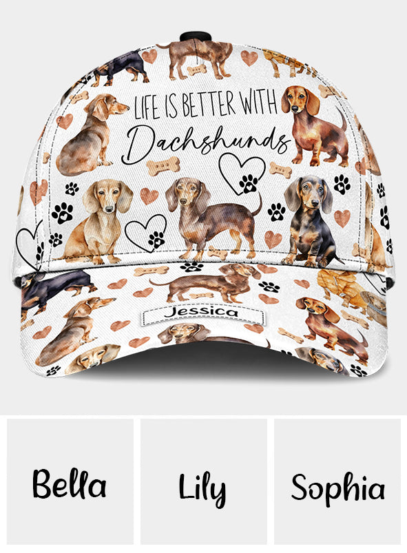 Life Is Better With Dachshunds - Personalized Dog Classic Cap