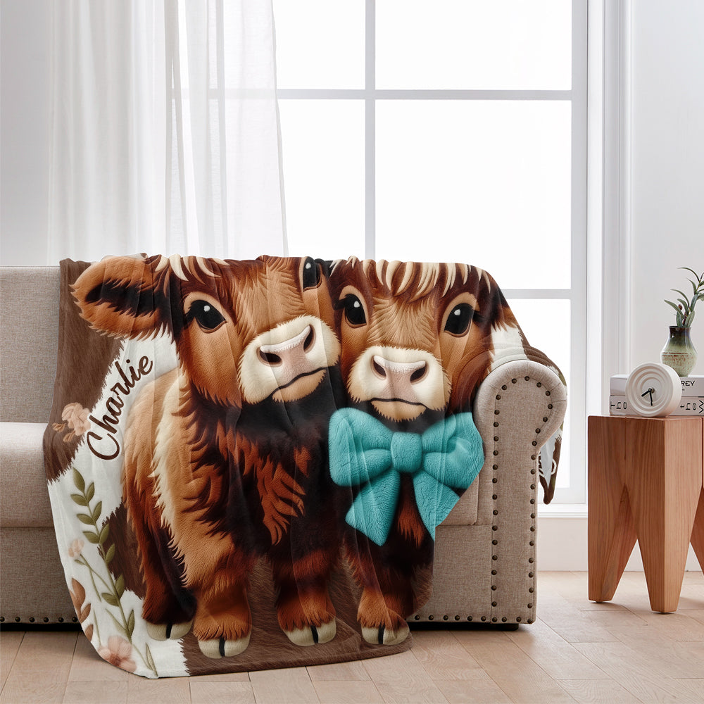 You & Me We - Personalized Highland Cow Blanket