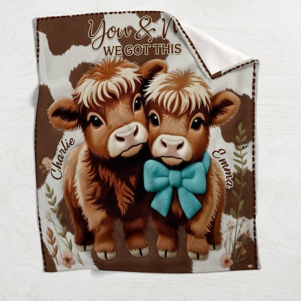 You & Me We - Personalized Highland Cow Blanket