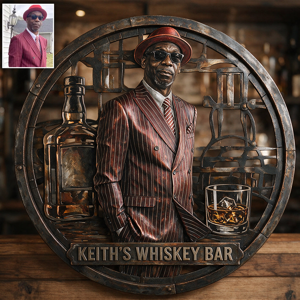 Whiskey Bar Decoration - Personalized Whisky 3D Printed Cut Metal Sign